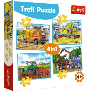TREFL 4-IN-1 PUZZLE LARGE CONSTRUCTION VEHICLES