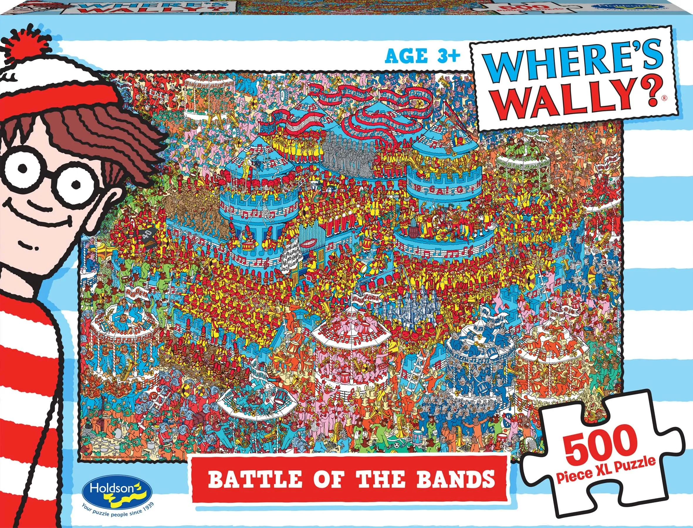 WHERE'S WALLY 500 PIECE XL PUZZLE BATTLE OF THE BANDS