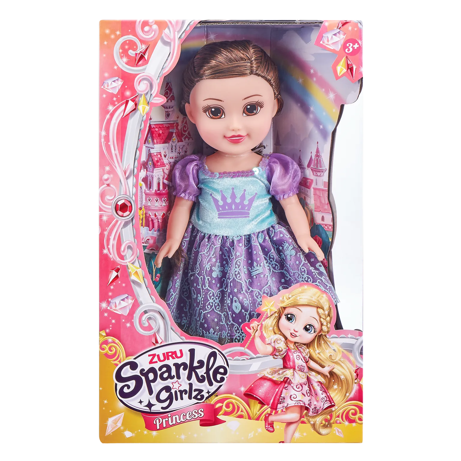 ZURU Sparkle Girlz Tots 13 Inch (33cm) Doll Princess Brown Hair Purple Dress